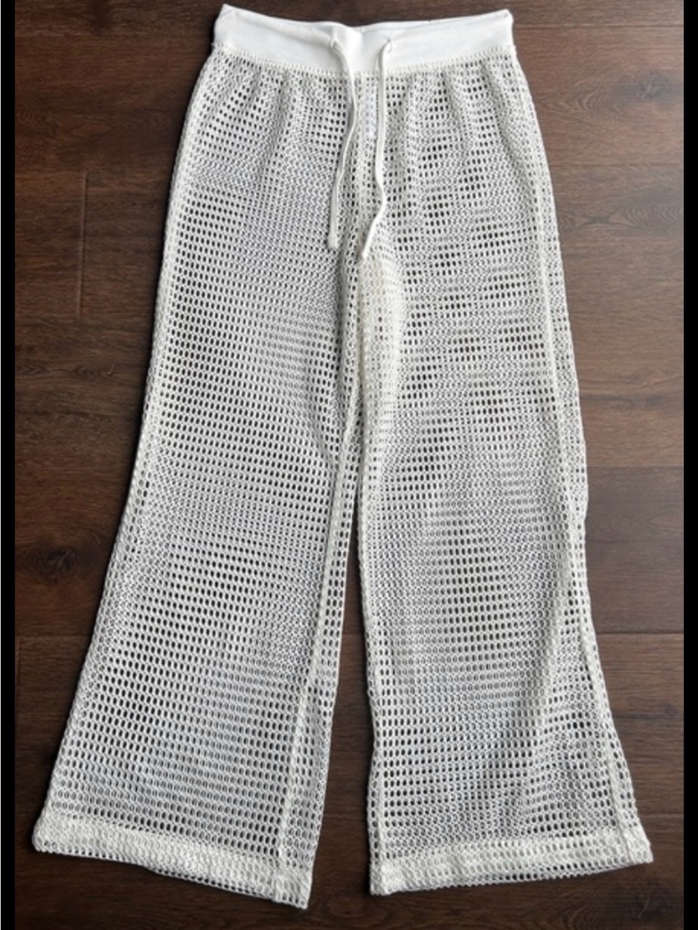 Serra White Mesh Drawstring Beach Pants Sz XL